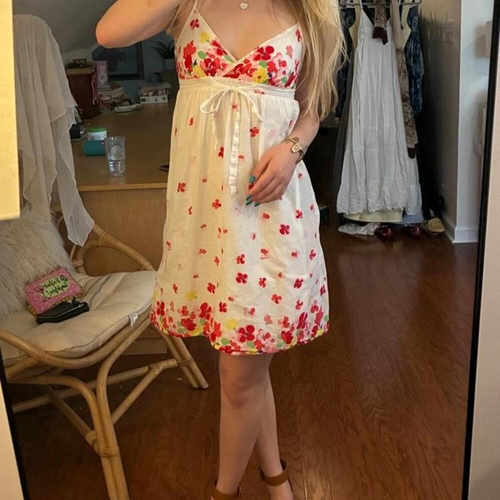 Naf naf white floral mini dress